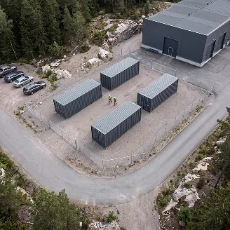 Aerial view of Mobile Strongroom units in an operational yard