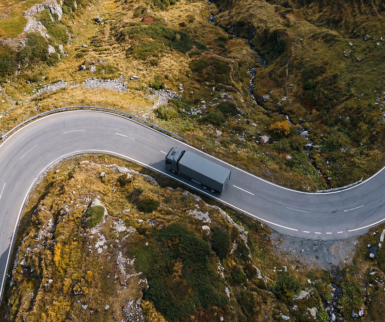 Mobile Strongroom truck moving through a mountain road