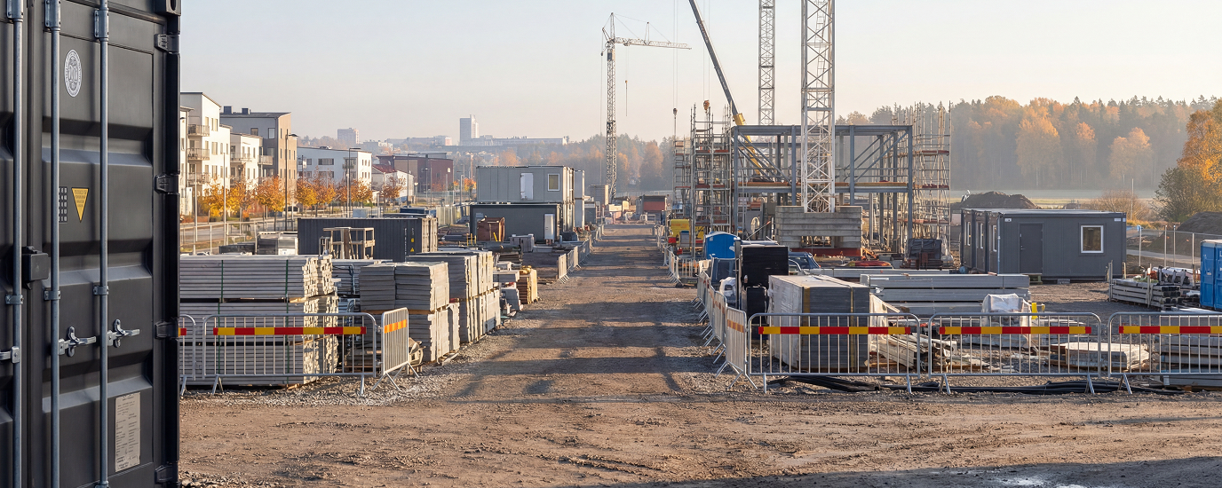 Mobile Strongroom container deployed at a construction site