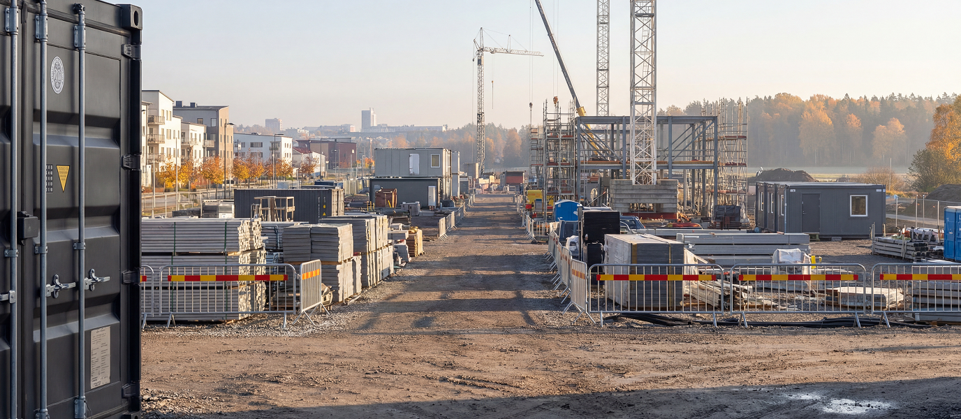 Mobile Strongroom container deployed at a construction site